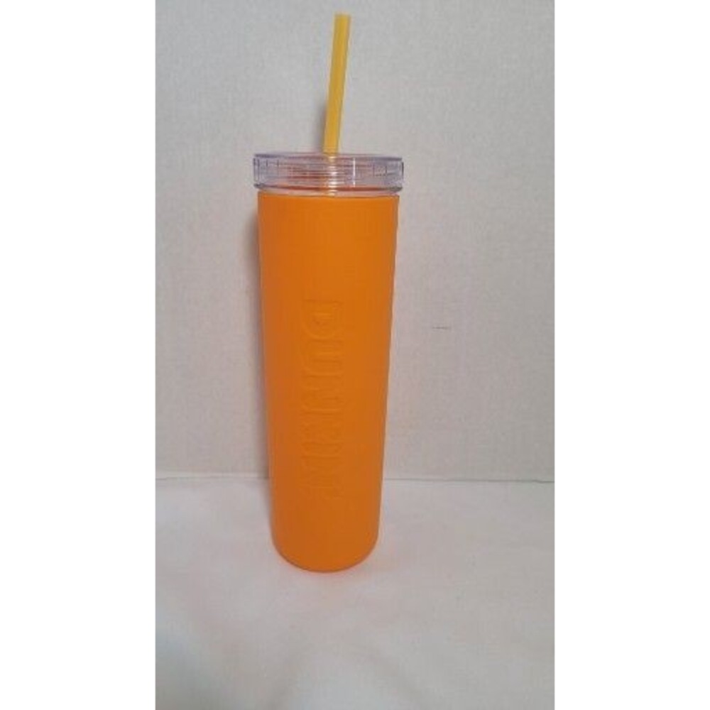 Dunkin’ Donuts Tumbler Cup Orange Plastic  27oz w/ Straw